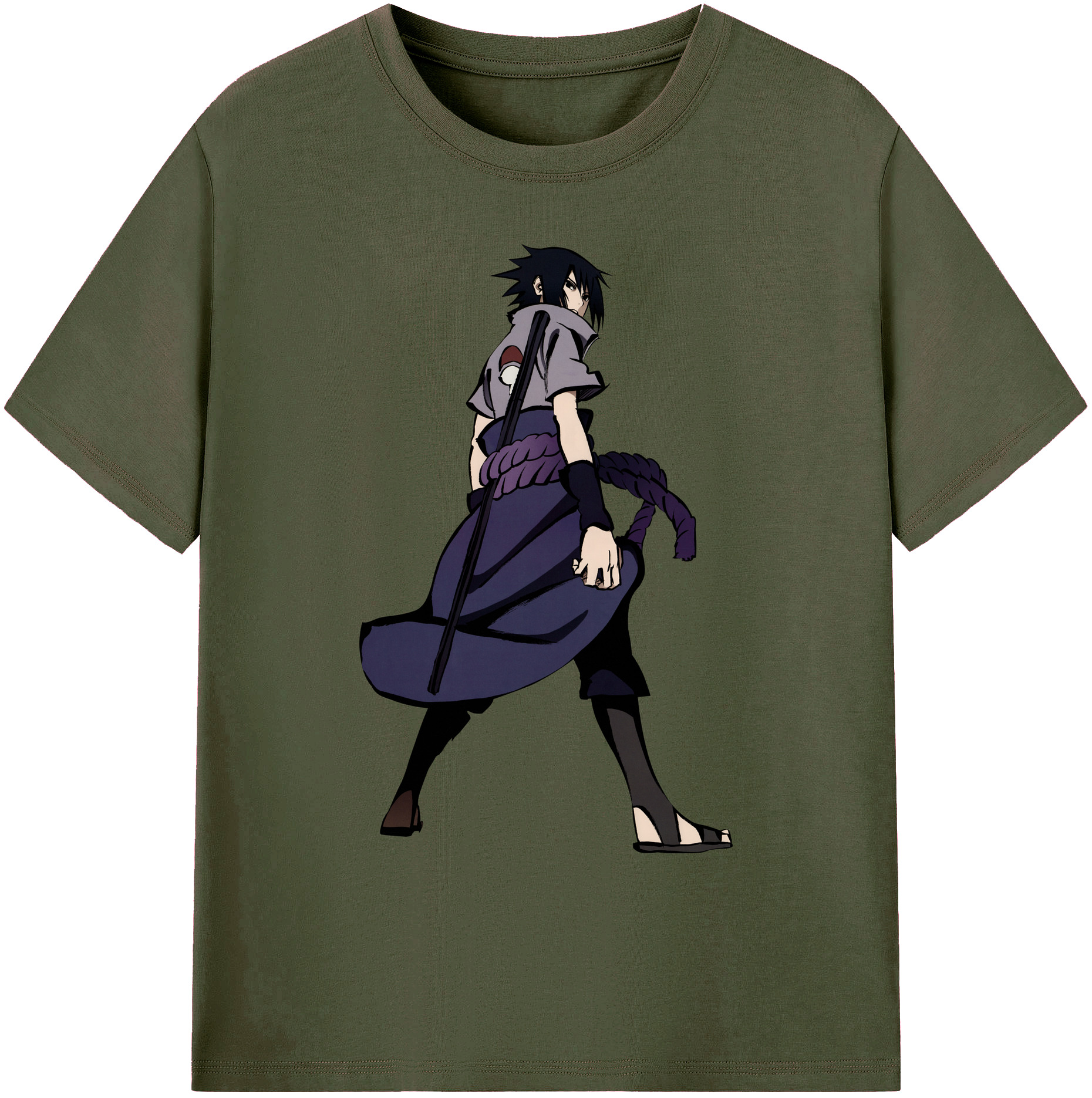 （画像用） NARUTO -ナルト- うちは サスケ Uchiha Sasuke 綿100％ メンズ半袖Tシャツ｜肌触りやわらか＆通気性